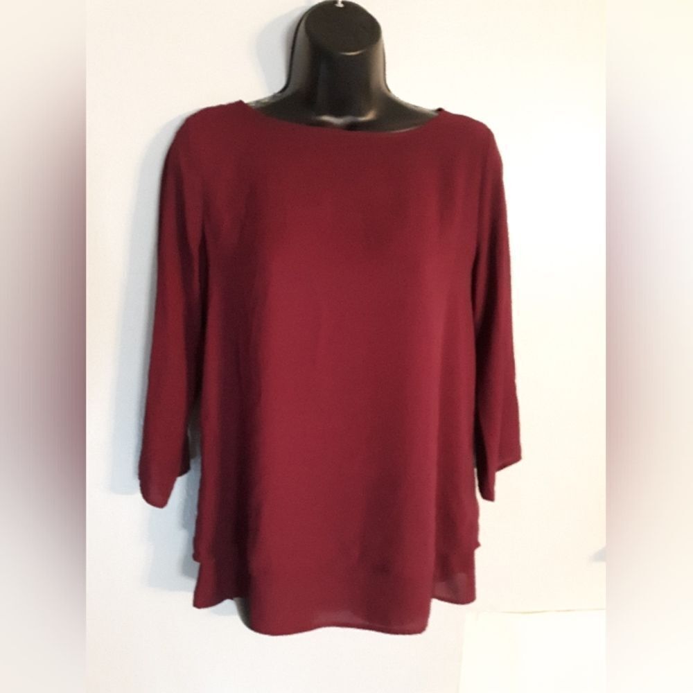 The Limited dark red semi sheer blouse